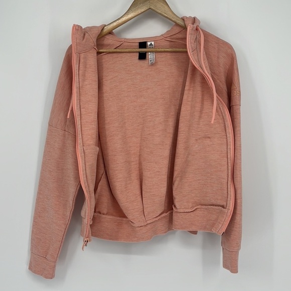 Adidas ID Melang Hooded Full Zip Track Jacket Pink Size Small - Picture 10 of 12